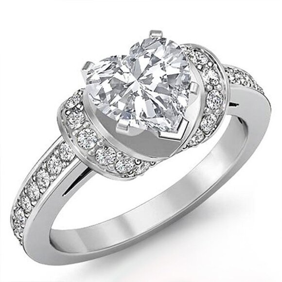 ▶Wedding Heart Diamond Ring for Women, F147 - Picture 1 of 7